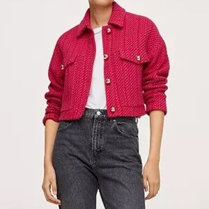 Mango Red Textured Jacket